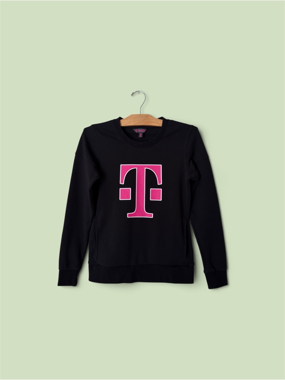 T Mobile Sweatshirt Womens XS Crewneck Pullover Long Sleeve Black